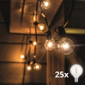 LED Kültéri dekoratív lánc GARLAND 25xE12 20m IP44 meleg fehér