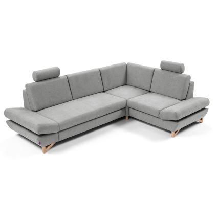 AVESTA L-alakú, jobb oldali, ággyá alakítható kárpitozott sarokkanapé tárolórekesszel, szürke