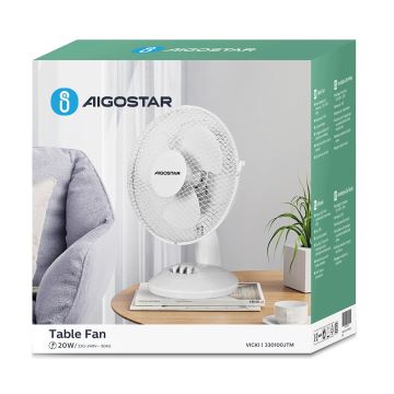 Aigostar - Asztali ventilátor 20W/230V fehér