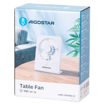 Aigostar - Asztali ventilátor 5W/5V fehér