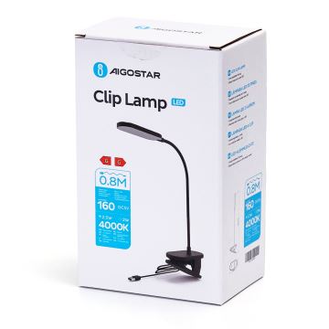 Aigostar - LED Dimmelhető asztali lámpa klipsszel LED/2,5W/5V fekete