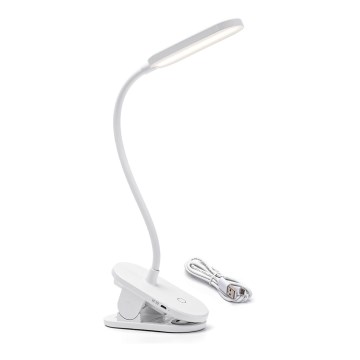 Aigostar - LED Dimmelhető Asztali lámpa tölthető klipsszel LED/2,5W/5V 1200mAh fehér