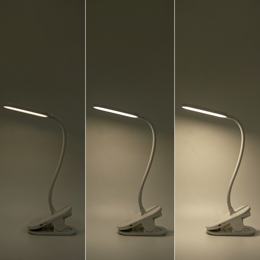 Aigostar - LED Dimmelhető Asztali lámpa tölthető klipsszel LED/2,5W/5V 1200mAh fehér