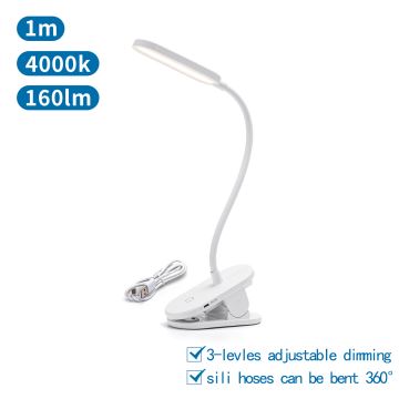 Aigostar - LED Dimmelhető Asztali lámpa tölthető klipsszel LED/2,5W/5V 1200mAh fehér