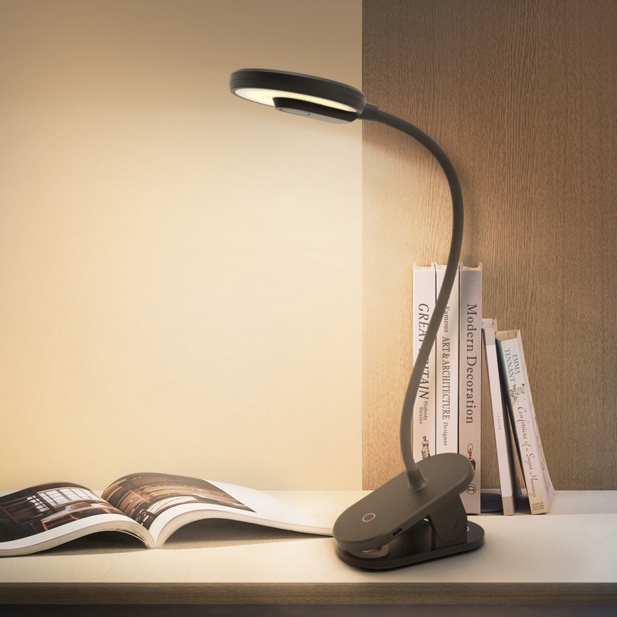 Aigostar - LED Dimmelhető Asztali lámpa tölthető klipsszel LED/3W/5V 1800mAh fekete