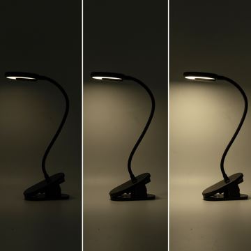Aigostar - LED Dimmelhető Asztali lámpa tölthető klipsszel LED/3W/5V 1800mAh fekete
