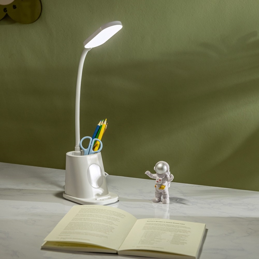 Aigostar - LED Dimmelhető tölthető asztali lámpa LED/2,8W/5V 1800mAh 3000/5000K fehér