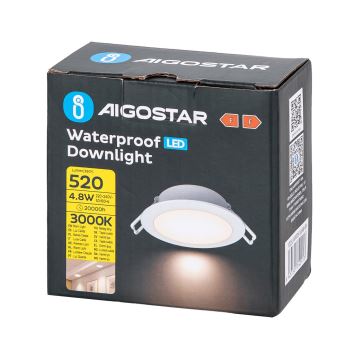 Aigostar - LED Fürdőszobai beépíthető lámpa LED/4,8W/230V 3000K fehér IP65