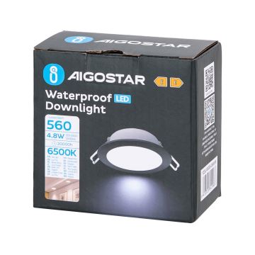 Aigostar - LED Fürdőszobai beépíthető lámpa LED/4,8W/230V 6500K fekete IP65