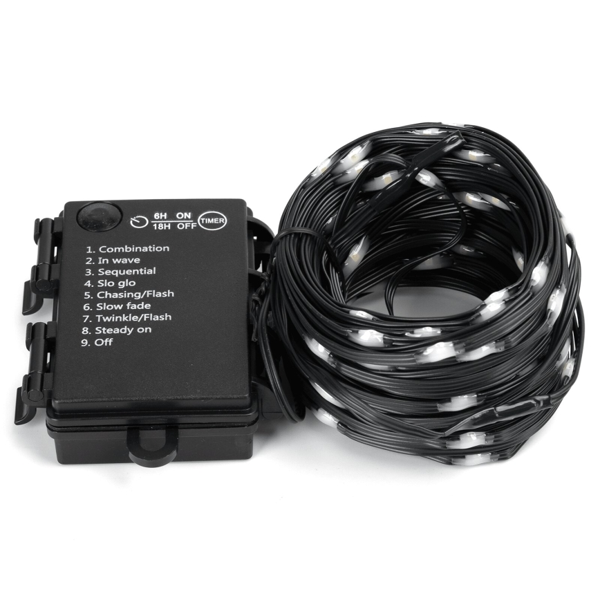 Aigostar - LED Karácsonyi kültéri lánc 100xLED/8 funkció/3xAA 10,3m IP44 hideg fehér