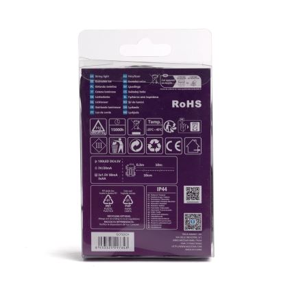 Aigostar - LED Karácsonyi kültéri lánc 100xLED/8 funkció/3xAA 10,3m IP44 hideg fehér