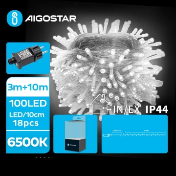 Aigostar - LED Karácsonyi kültéri lánc 100xLED/8 funkció 13m IP44 hideg fehér