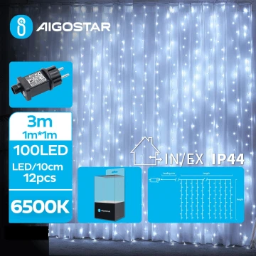 Aigostar - LED Karácsonyi kültéri lánc 100xLED/8 funkció 4x1m IP44 hideg fehér