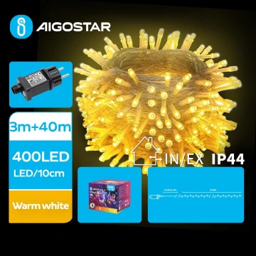 Aigostar - LED Karácsonyi kültéri lánc 400xLED/8 funkció 43m IP44 meleg fehér