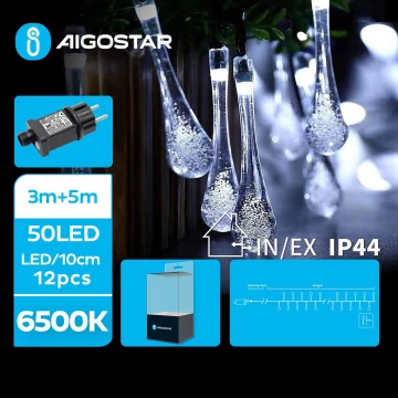 Aigostar - LED Kültéri dekoratív lánc 50xLED/8 funkció 8m IP44 hideg fehér