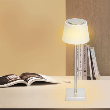 Aigostar - LED Kültéri dimmelhető újratölthető asztali lámpa 4W/5V 3600mAh fehér/króm IP54