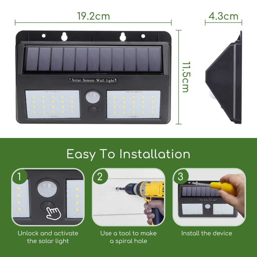 Aigostar - LED Kültéri szolárlámpa érzékelővel LED/2,29W/5,5V IP65