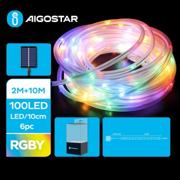 Aigostar - LED Napelemes karácsonyi lánc 100xLED/8 funkció 12m IP65 többszínű