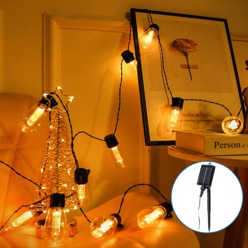 Aigostar - LED Napelemes karácsonyi lánc 10xLED/6,5m 500 mAh IP65 meleg fehér