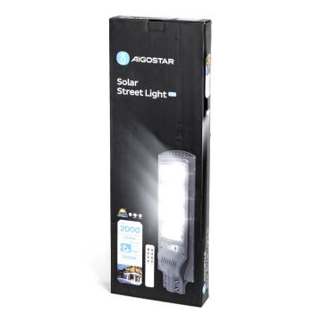 Aigostar - LED Napelemes utcai lámpa érzékelővel LED/200W/3,2V IP65 6500K + távirányítás