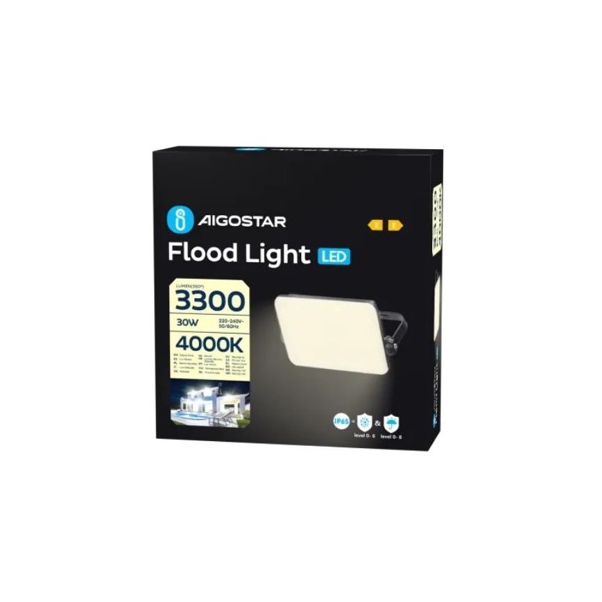 Aigostar - LED Reflektor LED/30W/230V 4000K IP65 fekete