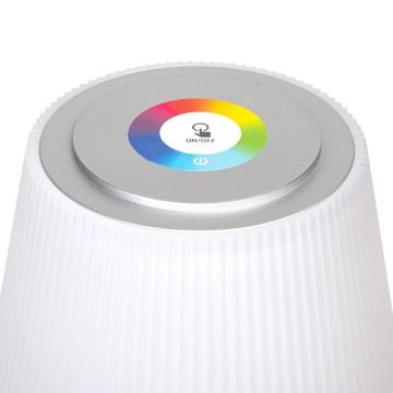 Aigostar - LED RGBW Kültéri dimmelhető újratölthető asztali lámpa 4W/5V 3600mAh fehér/króm IP54