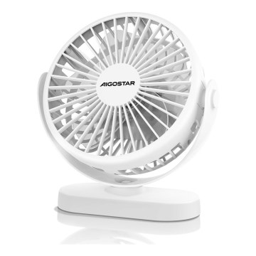 Aigostar - Újratölthető asztal fan 4W/5V 1500mAh fehér