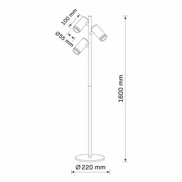 Állólámpa PÁRIZS 3xGU10/12W/230V fekete