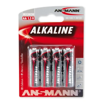 Ansmann 09629 LR6 AA RED - 4db alkáli elem 1,5V