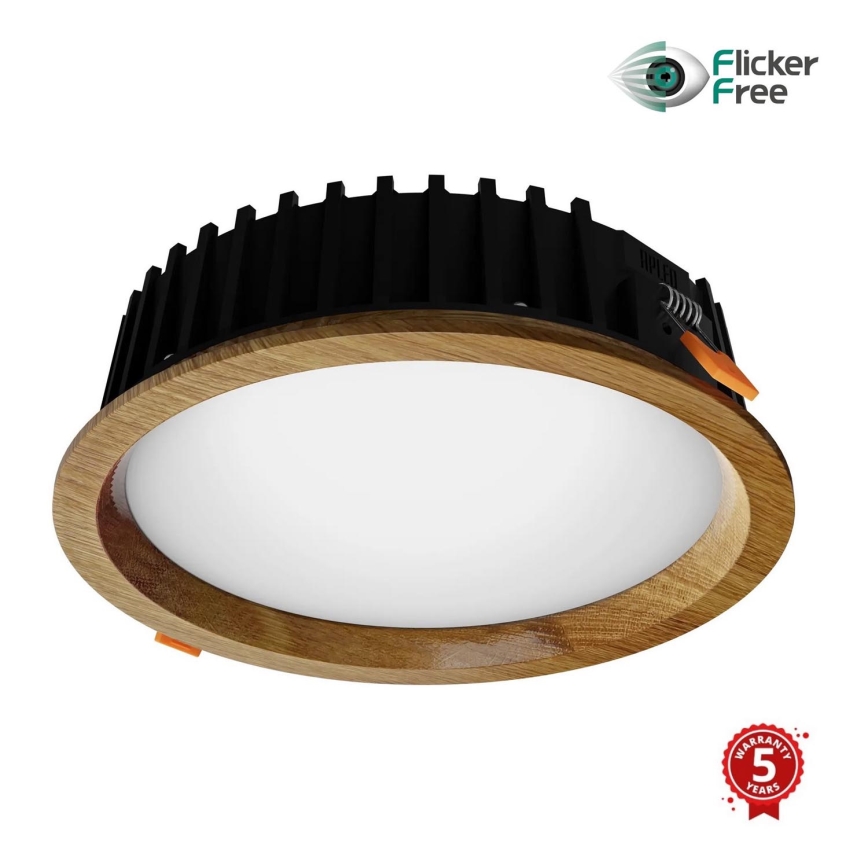 APLED - LED Beépíthető lámpa RONDO WOODLINE LED/12W/230V 3000K átm. 20 cm tölgy tömör fa