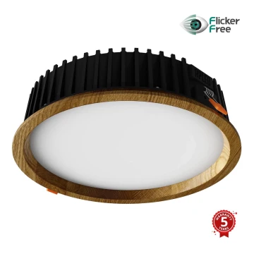 APLED - LED Beépíthető lámpa RONDO WOODLINE LED/18W/230V 3000K átm. 26 cm tölgy tömör fa