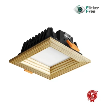 APLED - LED Beépíthető lámpa SQUARE WOODLINE LED/3W/230V 4000K 9x9 cm fenyő tömör fa