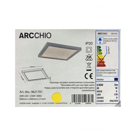 Arcchio - LED Dimmelhető mennyezeti lámpa SOLVIE LED/20W/230V