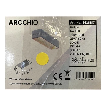 Arcchio - LED Fali lámpa KARAM LED/6W/230V