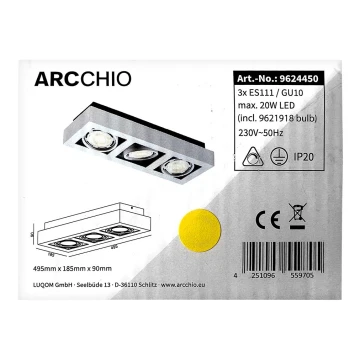 Arcchio - LED Mennyezeti lámpa RONKA 3xGU10/11,5W/230V