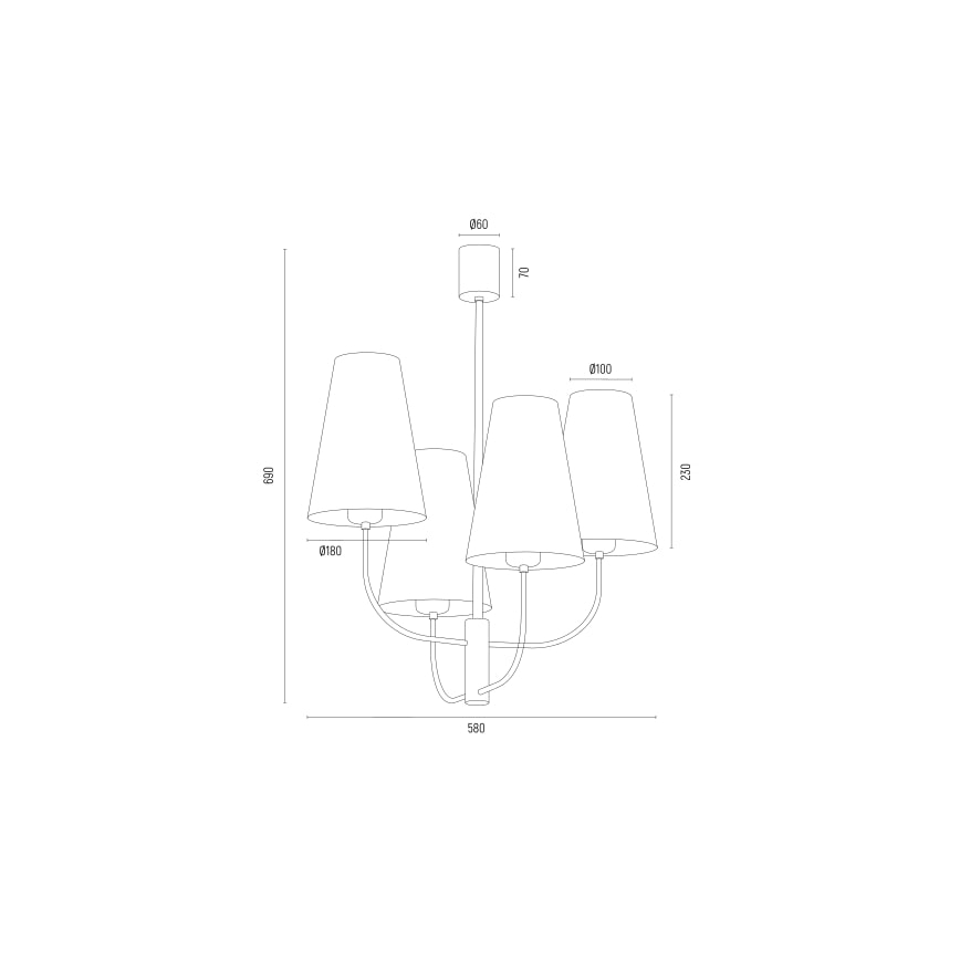 Argon 1821 - Csillár rúdon SAFIANO 4xE27/15W/230V arany