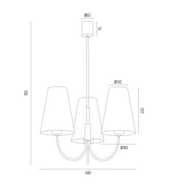 Argon 6268 - Csillár rúdon SAFIANO 3xE27/15W/230V fekete