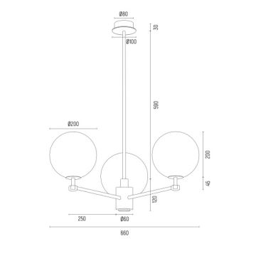 Argon 6307 - Csillár rúdon PALOMA 3xE14/7W/230V arany/fehér