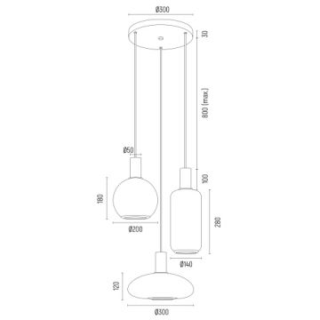 Argon 6323 - Csillár zsinóron SAGUNTO PLUS 3xE27/15W/230V