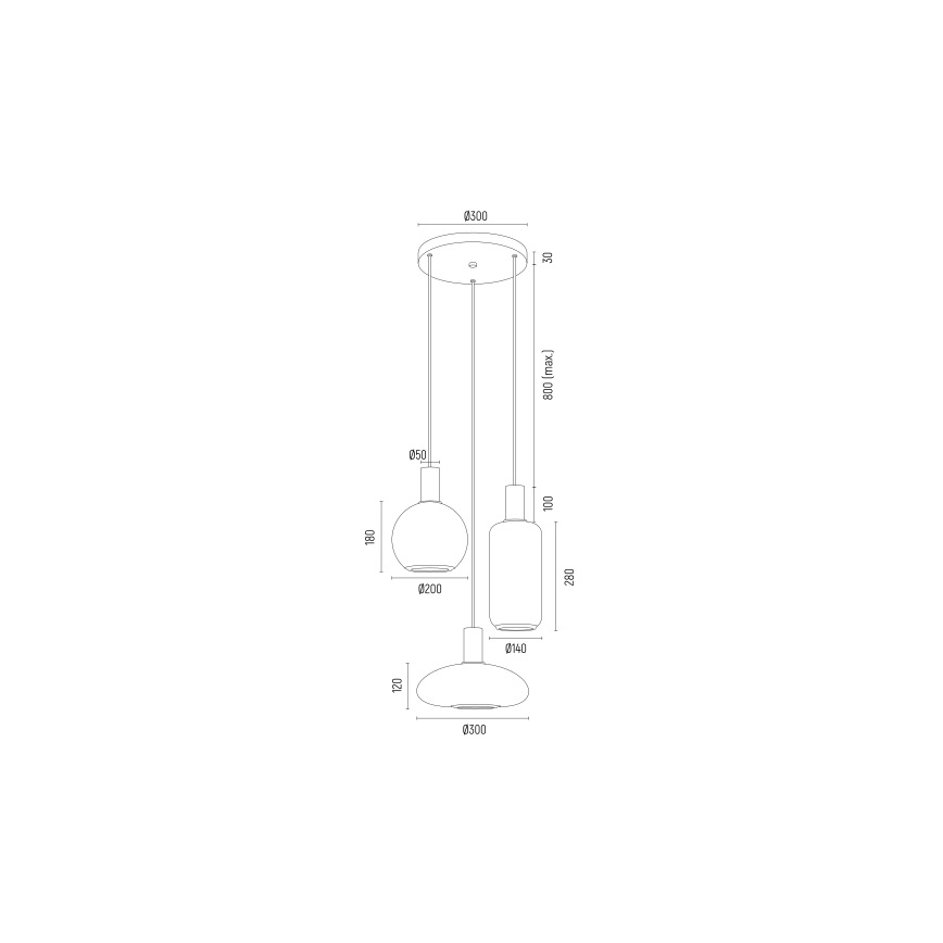 Argon 6323 - Csillár zsinóron SAGUNTO PLUS 3xE27/15W/230V