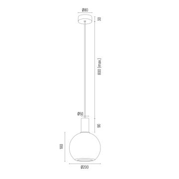 Argon 8564 - Csillár zsinóron SAGUNTO PLUS 1xE27/15W/230V átm. 20 cm fekete