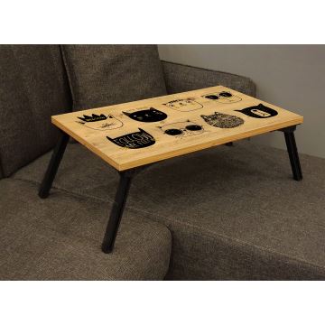 Asztal ágyhoz GUSTO CATS 24x60 cm bézs/fekete