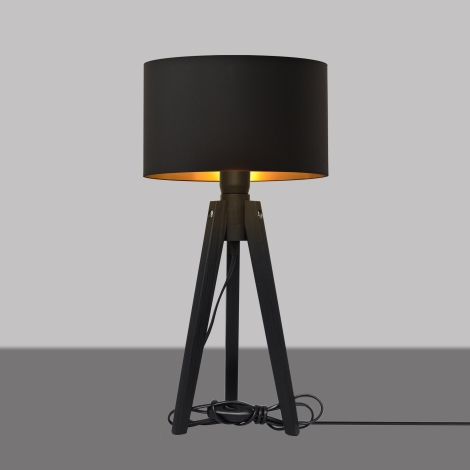 Asztali lámpa ALBA 1xE27/60W/230V fekete/arany/fenyő