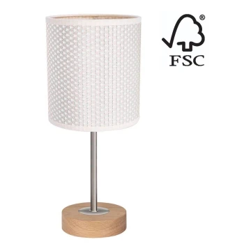 Asztali lámpa BENITA 1xE27/60W/230V 30 cm krémes/tölgy – FSC igazolt