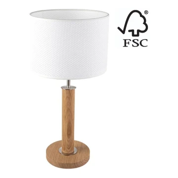 Asztali lámpa BENITA 1xE27/60W/230V 48 cm fehér/tölgy – FSC igazolt