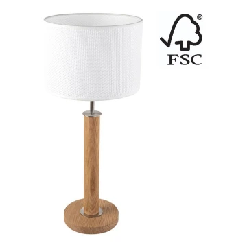 Asztali lámpa BENITA 1xE27/60W/230V 61 cm fehér/tölgy – FSC igazolt
