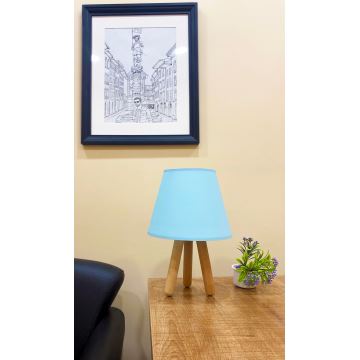 Asztali lámpa WOOD 1xE27/60W/230V kék