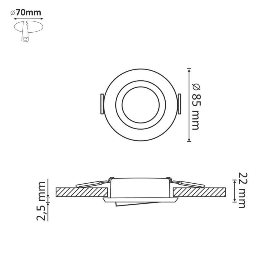 Beépíthető lámpa EAST OPAL 1xGU10/8W/230V átm. 8,5 cm arany