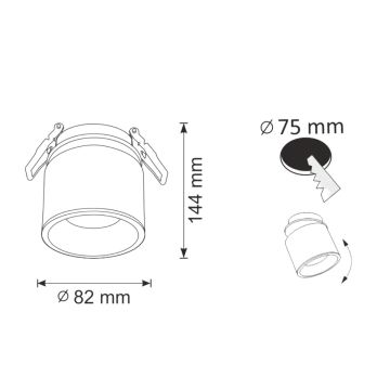 Beépíthető spotlámpa HARON 1xGU10/10W/230V fehér/arany