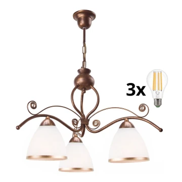 Brilagi - LED Csillár láncon ANTICO 3xE27/60W/230V bronz patina